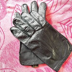Fownes women black genuine leather gloveses without lining size 9